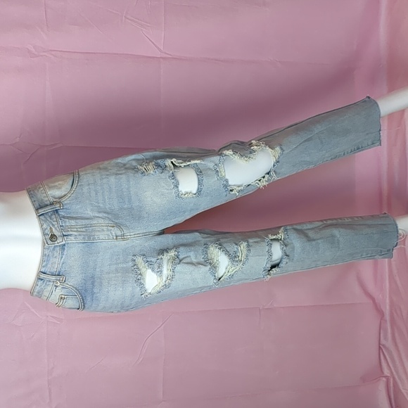 Nasty Gal Light Wash School Day Distressed Jeans size UK 12 US 8 - Picture 1 of 6